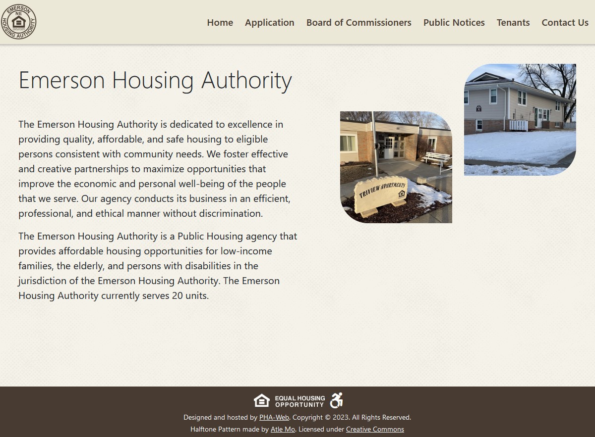 Screenshot of Emerson Housing Authority's Website