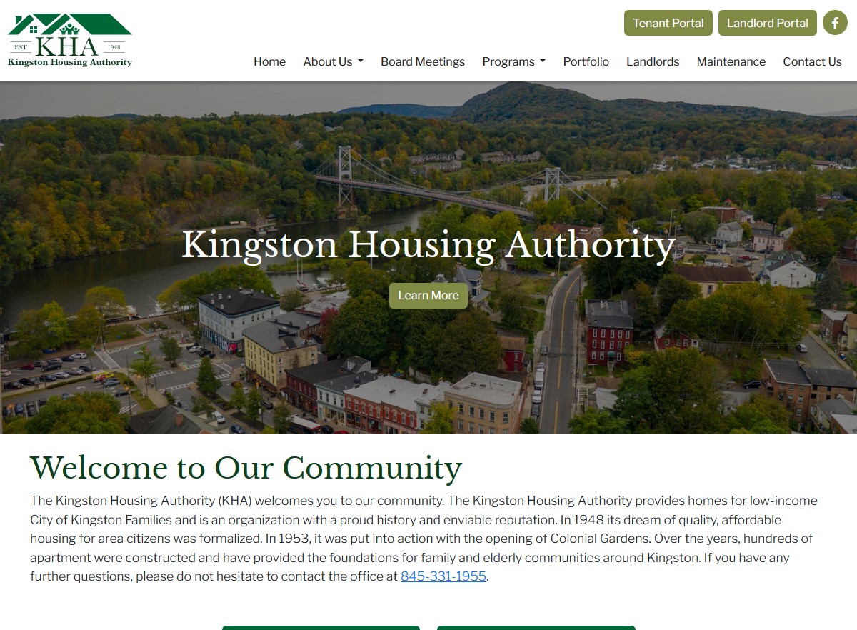 Screenshot of Kingston Housing Authority's Website