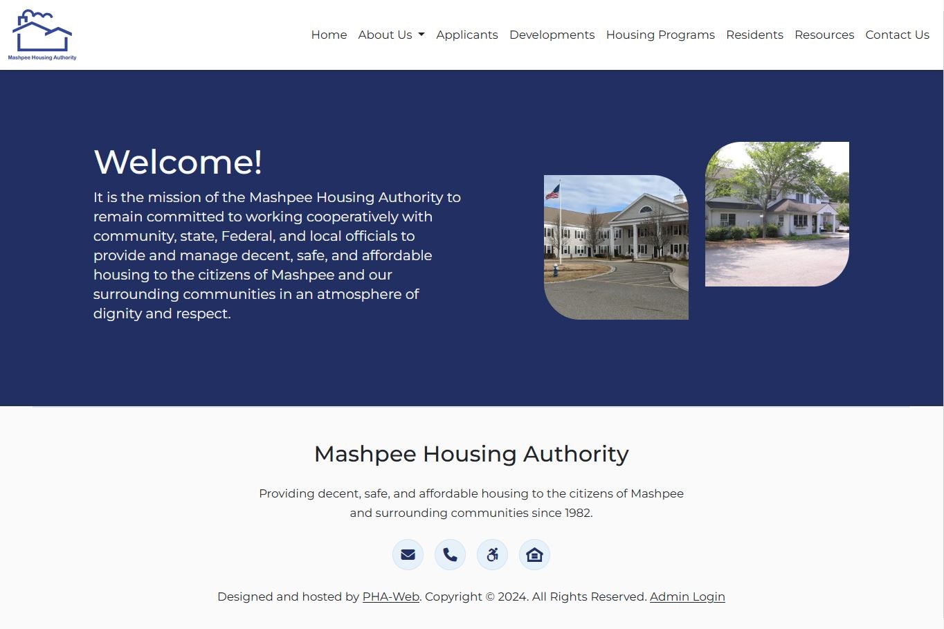 Screenshot of Mashpee Housing Authority's Website